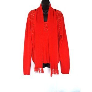 Carolyn Taylor Women's Red Sweater Shirt with Scarf Size XL